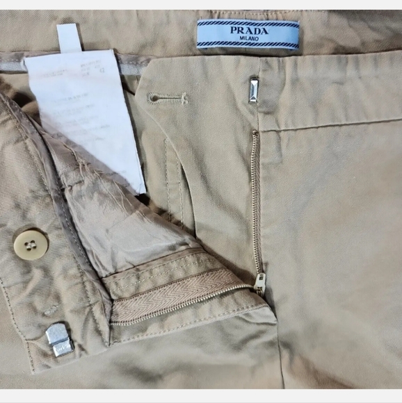 PRADA Ankle Zip Chino Pants Sz 42 / 8 US Khaki Cotton Twill - Picture 8 of 10